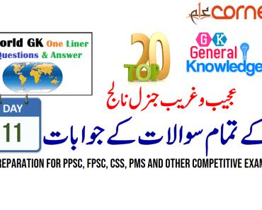 Top20 General Knowledge Solved MCQs for PPSC, FPSC, CSS, PMS and other competitive exams | Day 11, with PDF