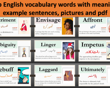 Top English vocabulary words with meaning, example sentences, pictures and pdf