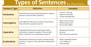 Types of Sentences by Function with Examples